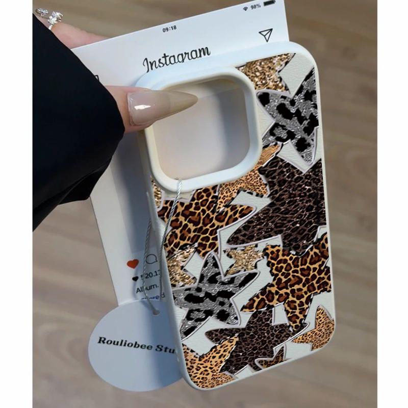 Leopard Print Star Chain Case For OPPO A3 A5 A6 PRO A5X A40 A18 A38 A60 A58 A78 A94 A74 F31 RENO 11F 12F 14 PRO 7 10 6 5 Lite 5F