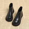 Autumn Winter Chunky Heel Women Ankle Boots Comfort Short Plush Shoes Street Style Leather Slim Modern Short Bottes Female