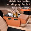Premium Cushion Car Armrest Storage Box Ergonomic Design Heightening Design Large-Capacity Organizer Cup Holder
