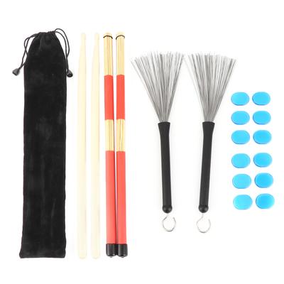 Kit Bacchette Rute Spazzole Smorzatori Set di Batteria Strumento Musicale Accessori per Suonare con Borsa M02761 Blu