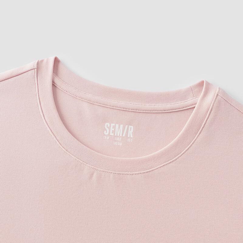 Semir Women's Slim Fit Pleated Color-Block Short Sleeve T-Shirt