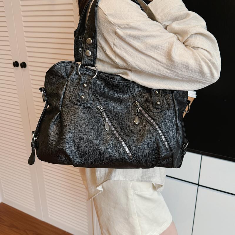 Shoulder Bag Women's 2 Large Capacity Commuter Crossbody Bag PU Portable Tote Bag