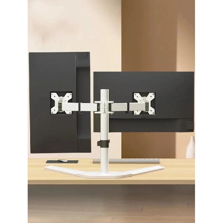 HILLPORT 10-32 Inch Dual Screen Monitor Arm Stand with Tilt & Rotate Function, Desktop Base PC Monitor Mount, Support VESA DZ18