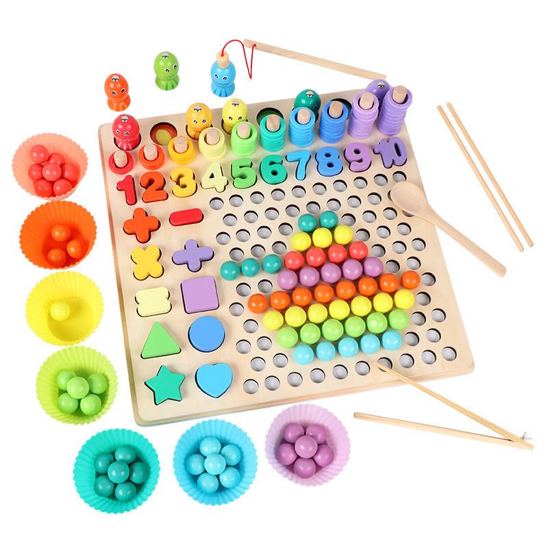Wooden Thirteen In One Bead Clamping Toy For Children Focus And Brain Development