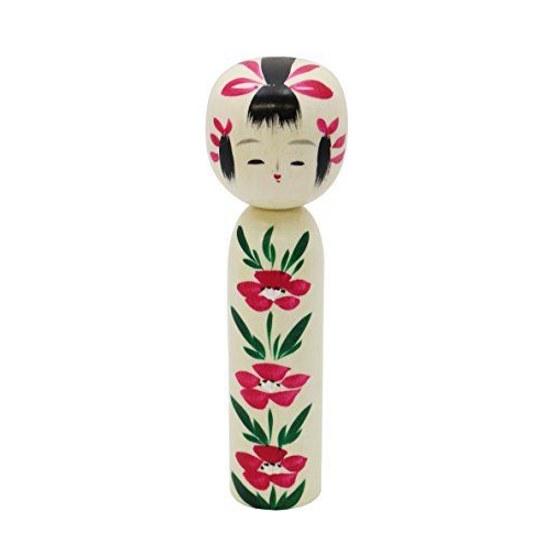 Made Japan Japanese Souvenir Kokeshi 15cm (5 Sun) Traditional Craft Handmade Camellia Michinoku