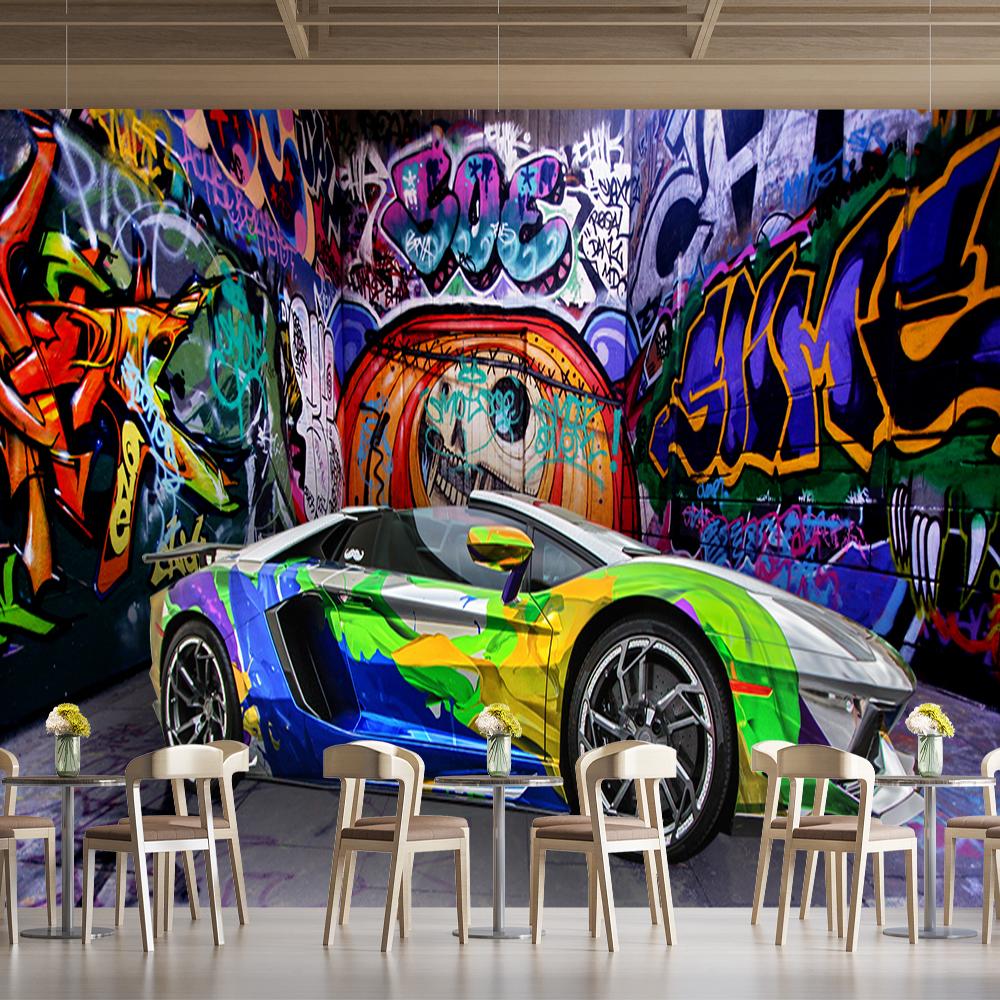 Murale Graffiti Creativo Cool 3D Sfondo Auto Sportive Soggiorno Camera da Letto Murales Graffiti