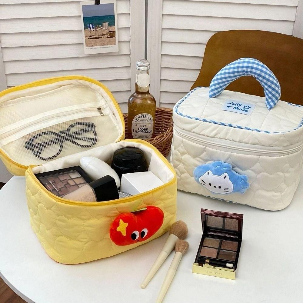 Dopamine Color Cute Cabin Makeup Bag Kawaii Toiletry Bag Portable Handheld Cosmetic Case  Travel