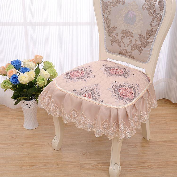 Universal Dining Chair Non-Slip Mat, Simple Solid Color Lace, Soft Stool Pads, Polyester, Machine Washable, Washable, Casual Style, All-Season