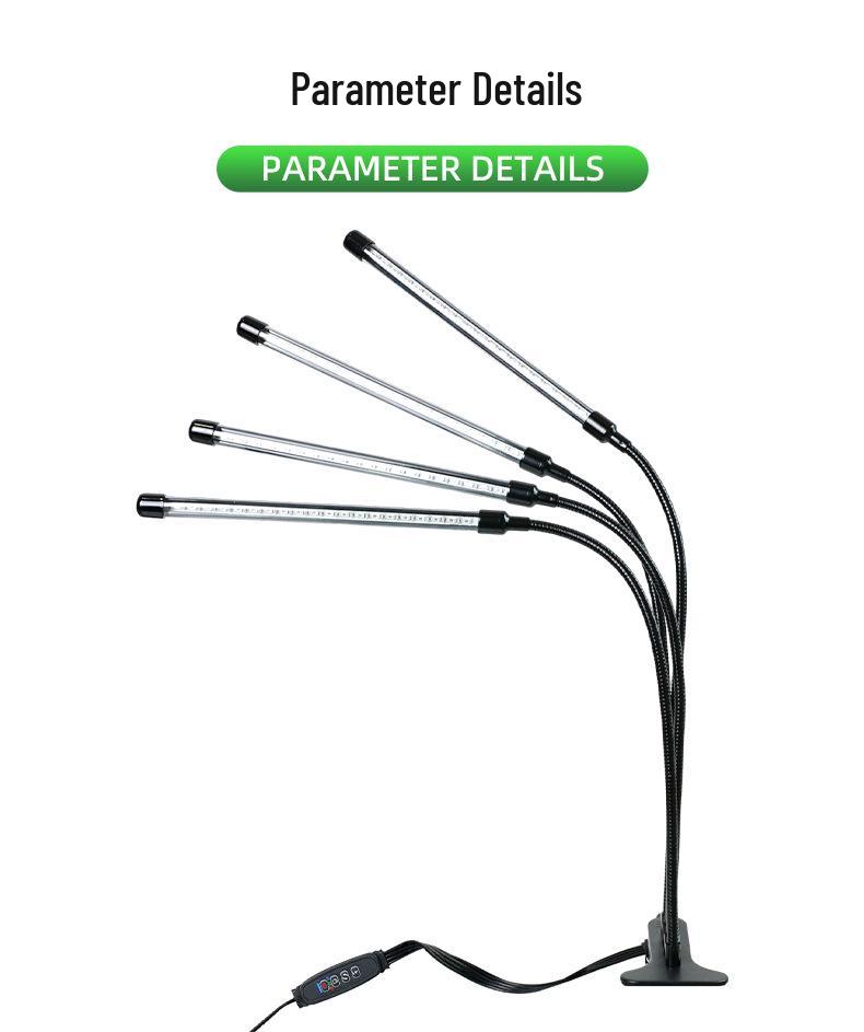 3-Head Dimmable LED Grow Light with Timer for Succulents & Herbs