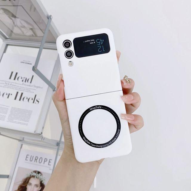 Bezprzewodowe Ładowanie Magnetyczne Etui Na Samsunga Galaxy Z Flip 4 Etui Ultra-Cienkie Przyjazne Dla Skóry Twarde Magsafe Etui Na Samsunga Zflip3