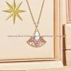 Qixi Gradient Pink Diamond Necklace: Women's Natural Mother-of-Pearl, 18k Rose Gold-Plated Pendant, Clavicle Chain