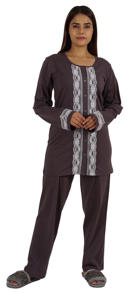 Moomaya Womens Solid 2 Pcs Nightwear Set Sleepwear Top & Pajama PJ NightSets