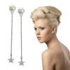 Autumn And Winter Silver Design Bead Earrings, Star Fringed Stud Earrings, Women'S Long Earrings, Double Ear Jewelry