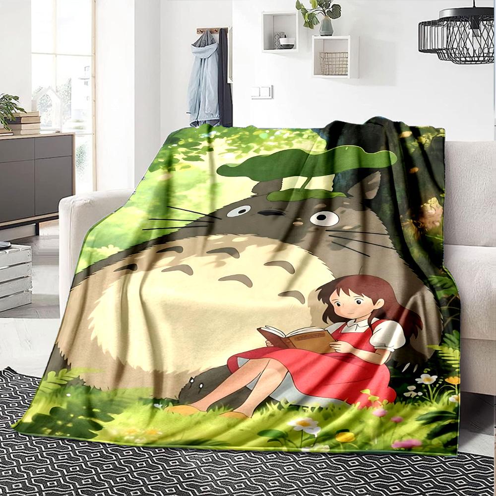 1pc Totoro Friends Flannel Blanket,Ultra Soft Warm Plush Throw for Home Bedroom Bed Sofa Cover Camping Picnic Gift Y7175