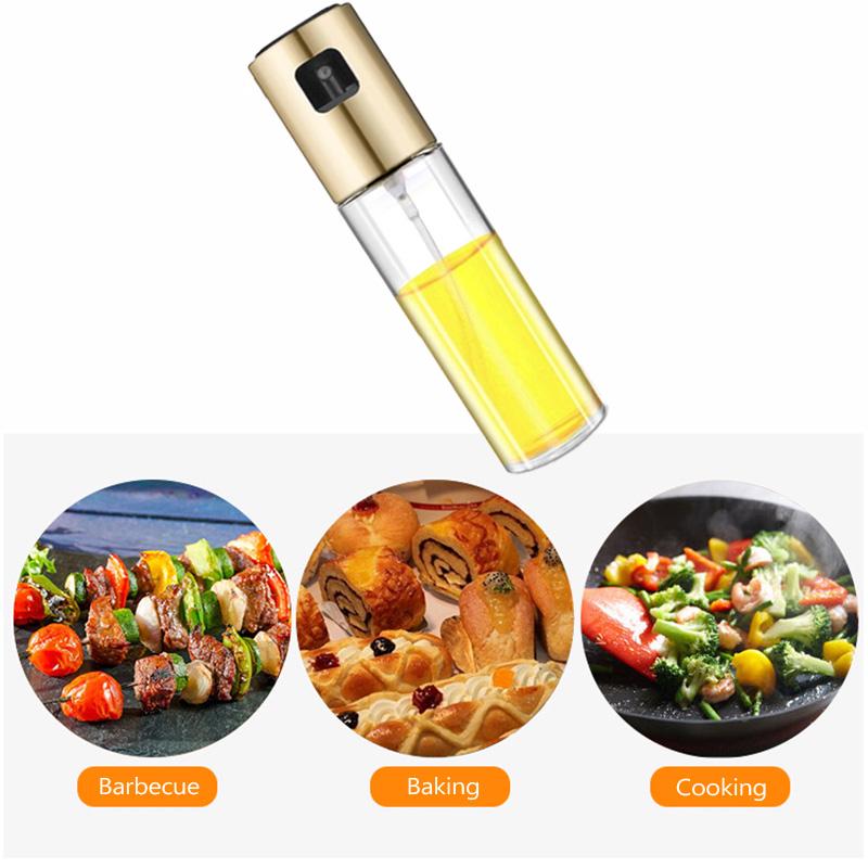 1PC Kitchen Baking Glass Olive Oil Spray Bottle Vinegar Oil Sprayer Seasoning Bottle Soy Sauce Empty Bottle for BBQ Salad