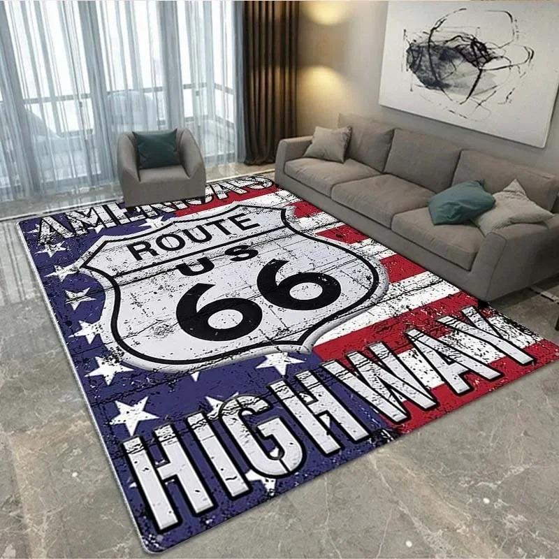 

Historic Route 66 Mother Road Mãe Estrada Area Rug Carpet Rug for Home Living Room Bedroom Sofa Doormat Decor Non-slip Floor Mat 40x60cm