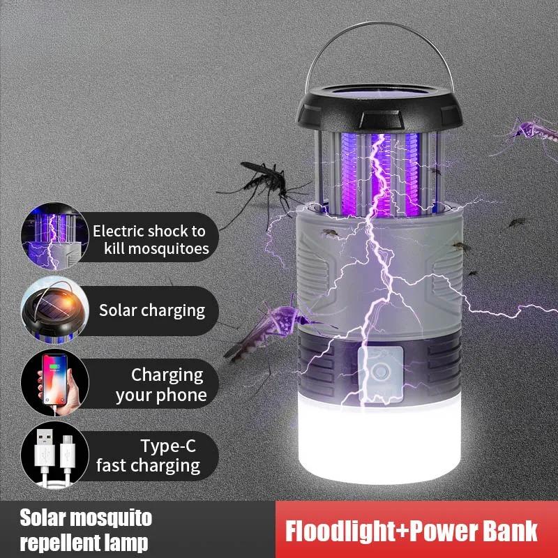 Solární lampa proti komárům UV světlo na hmyz USB dobíjecí elektrická past na mouchy lapač skládací přenosný zabíječ hmyzu repelentní světlo