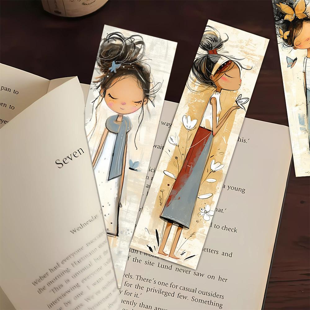 32pcs, Hand-drawn girl bookmark, back-to-school season, Christmas, Halloween, suitable for teachers, readers, and birthday gifts