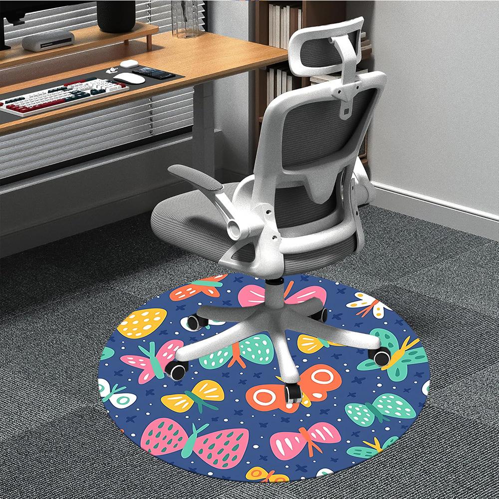 1pc Butterfly PatternChair Carpet for Office, Indoor Non-Slip Washable Polyester Fiber Carpet, Mat For Office, Machine Washable