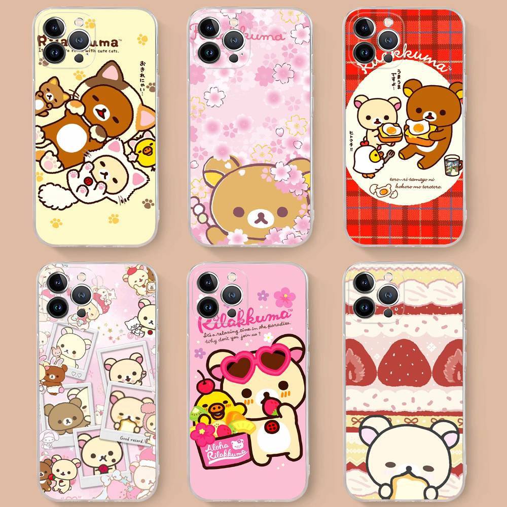 Popular Cute R-rilakkuma Bear Transparent Phone Case For IPhone 17 Air 16 Pro Max 15 14 13 12 11Plus Shockproof Cover