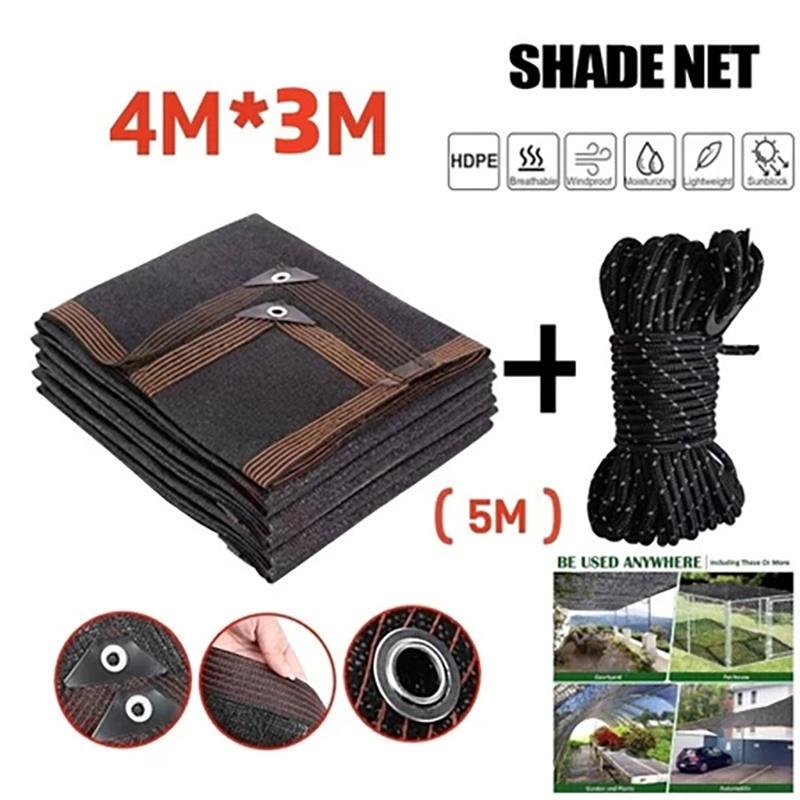 Black Shade Cloth Sunblock Mesh Cover Taped Edge With Grommets Sun Net For Pergola Plants Greenhouse Gardens Patio Canopy