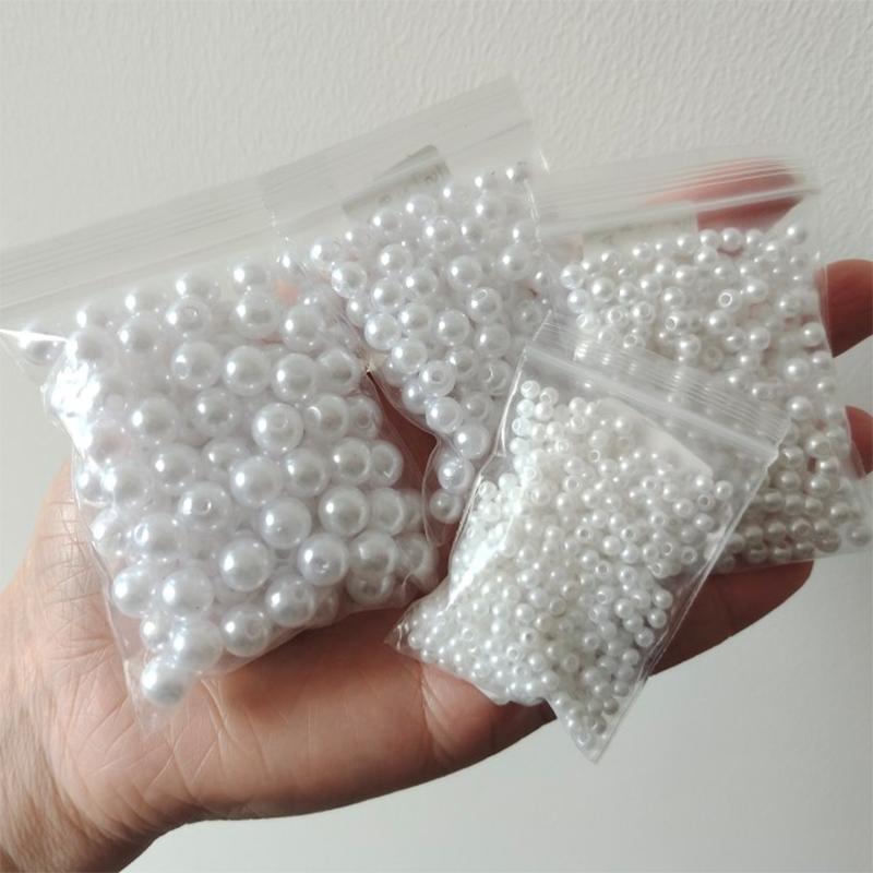 3-12mm round Acrylic Imitation pearl beads charm loose String bead With Holes craft DIY Jewelry Making Necklace Ring Accessories