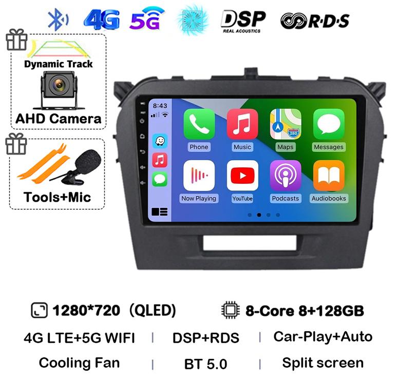 Android 14 Carplay Auto WIFI+4G For Suzuki Vitara 4 2017 2018 2019 2020 2021 2022 Car Radio Stereo Multimedia GPS Video Player