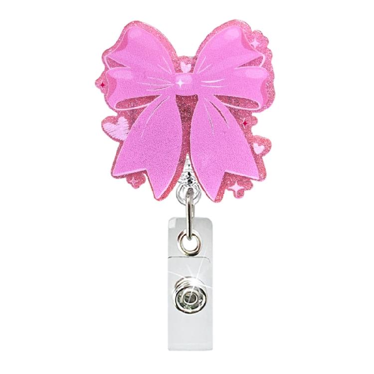 

Bowknot Badges Holder Retractable Badges Reel with Swivel Alligator Clip Acrylics Badge Reel Holder for Doctor Nurse