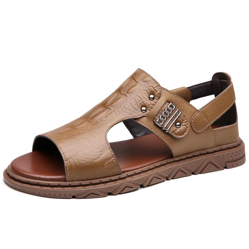 Fashion 2025 New Designer Roman Casual Sandals for Men Non-slip Summer Slippers Beach Shoes Male Fashion White Leather Sandals Man