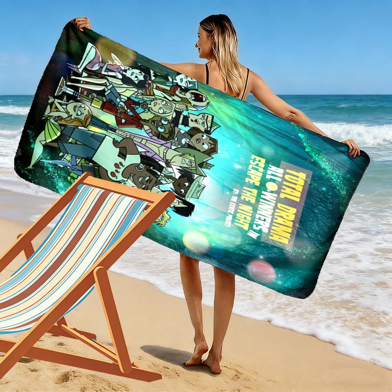 Total Drama 2D Flat Print Beach Towel, Large Soft Quick Dry Towel for Beach Camping SwimmingDSTJ0925219