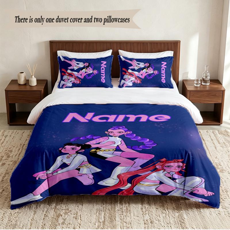 HUNTRIX Personalisierte Individuelle Name 3-teiliges Bettwäsche-Set Weiches Bettbezug-Set Für Schlafzimmer Heimdekoration