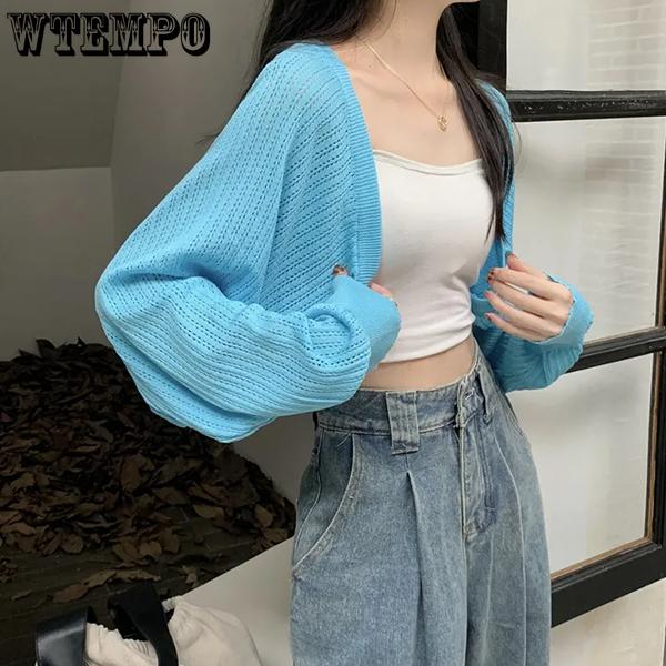 WTEMPO Women's Spring Summer Casual Versatile Breathable Cardigans Ladies Casual Solid Color Lace Sunscreen Shawls Coats