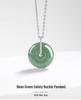 A-Grade Natural Jade Bean Green Ping'an Buckle Pendant with S925 Silver Necklace for Women.