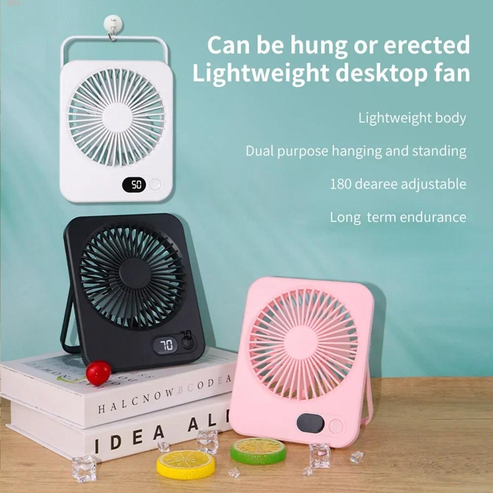 2026 New small fan handy charging long life ultra-thin desktop fan Large wind super quiet folding handheld table fan