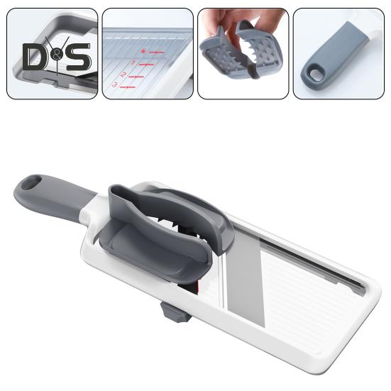 1 sada Multifunkční ruční kráječ zeleniny Nastavitelná tloušťka čepele z nerezové oceli Protiskluzová rukojeť Ovoce Mrkev Brambor Řezák na ředkvičky