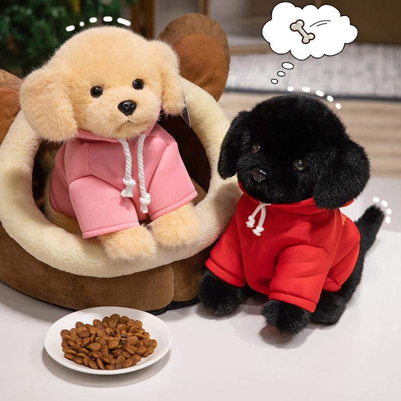 23-45cm Cartoon Tall Superior Quality Dressing Labrador Plush Doll Black Yellow Hoodie Dog Plush Toy Home Decoration Present Designed For Boys Girls