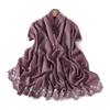 Floral Embroidered Solid Color Scarf Shawl Wrap Lightweight UV Protection Accessory Women