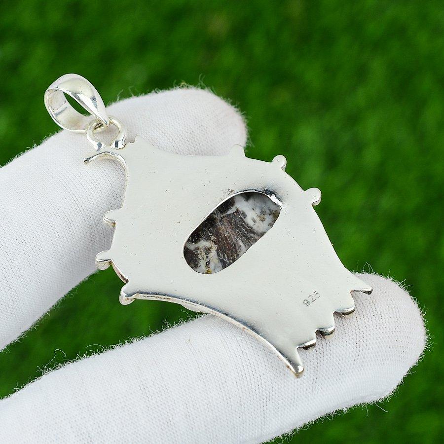 Natürlicher Kokosnussjaspis Edelstein Anhänger 925 Sterlingsilber Indischer Schmuck