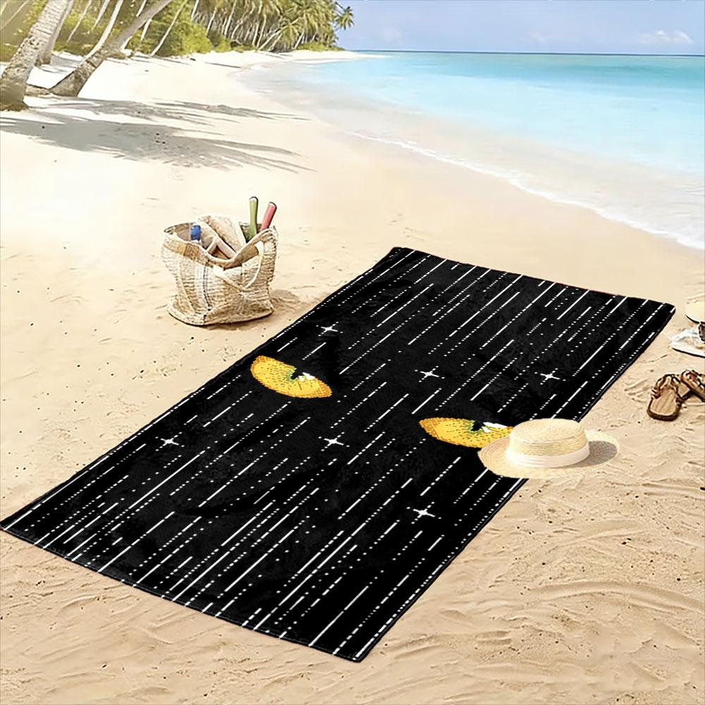 Golden eyes pierce mystery Print beach towel, quick drying, suitable for travel, outdoor sports, jogging, the beach and swimming, gift
