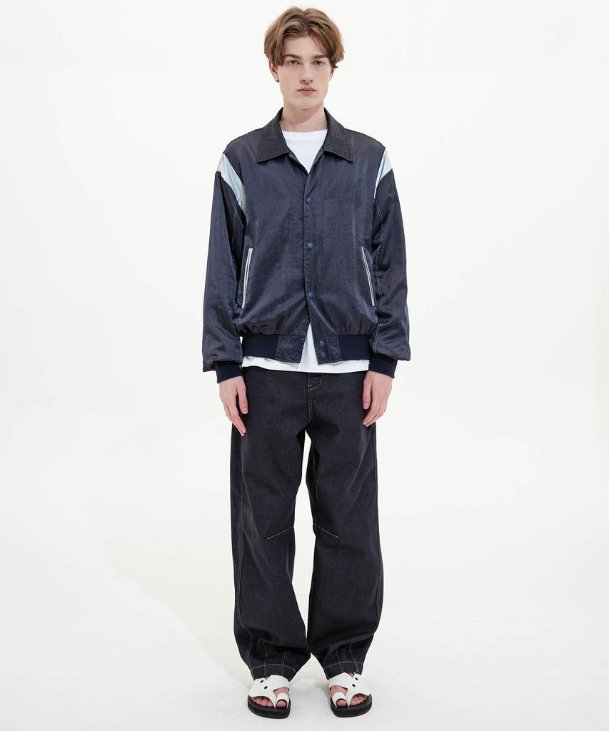 Trip Le Sens Windbreaker Over Varsity Jacket_Navy Blue