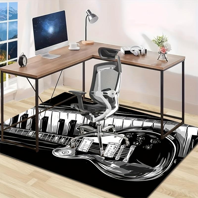 Luxury Velvet Guitar Piano Rug - Non-Slip Black/White Music Carpet for Bedroom & Living Room Decor