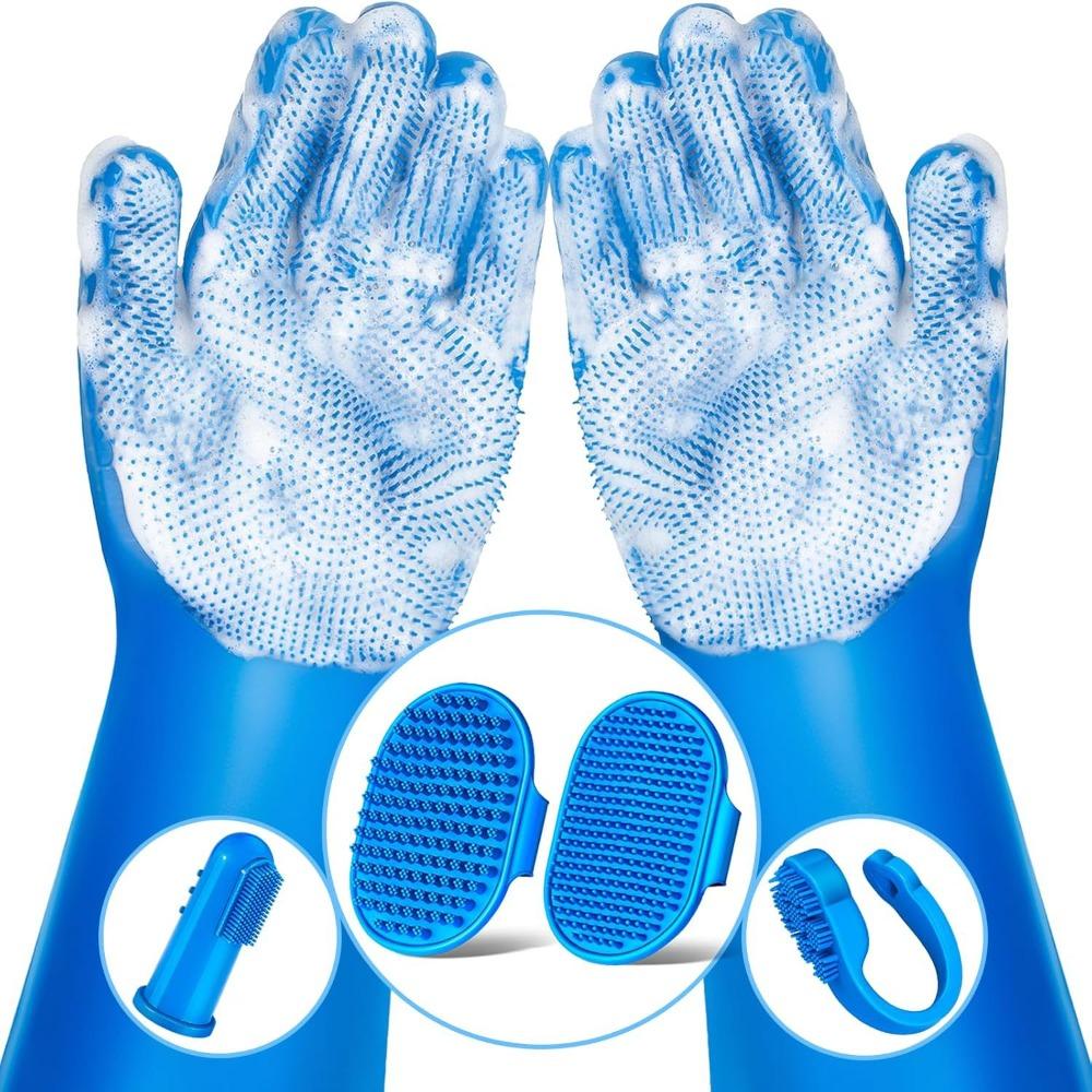 

Ergonomic Dog Cat Grooming Kit Silicone Hair Remover Gloves Durable Pet Cleaning Gloves Massage
