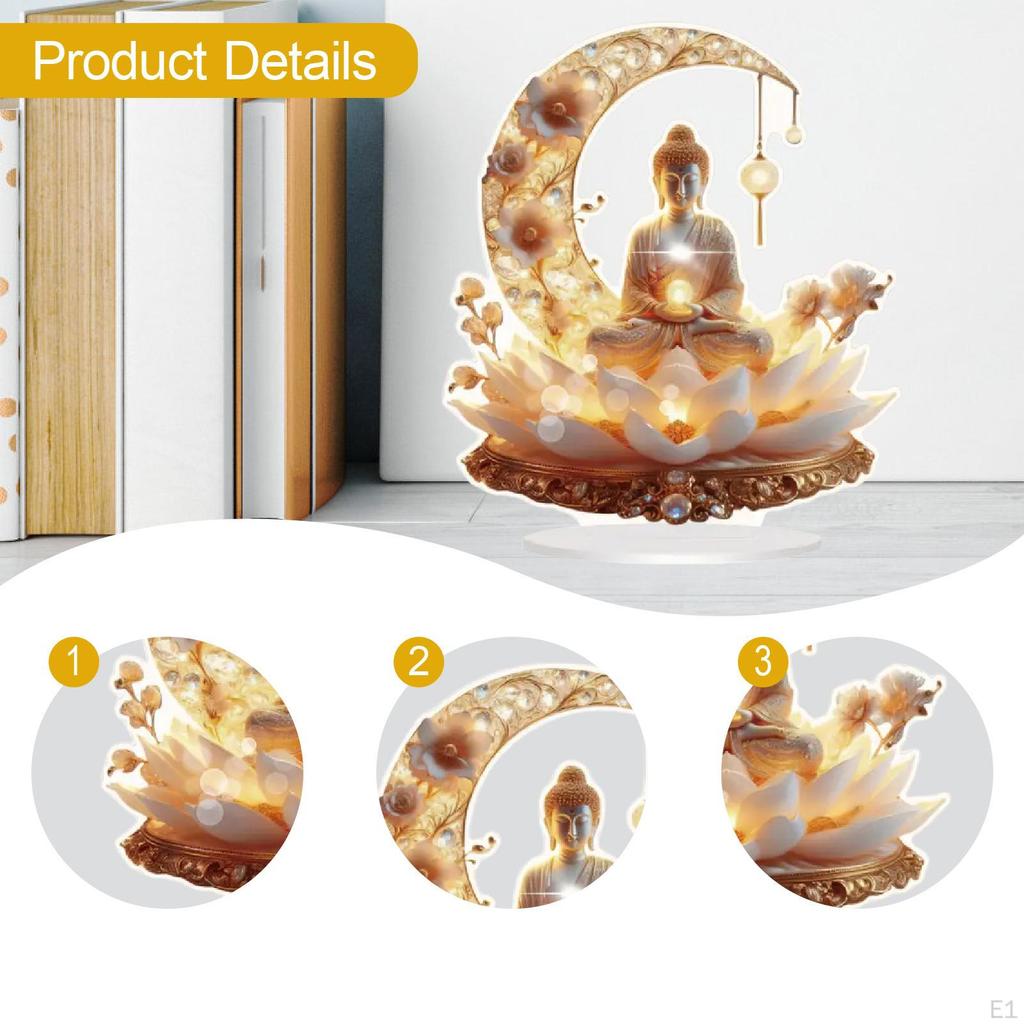 Acrylic Decorative to Assemble 2D Flat Buddha Ornament Christmas Decor Stable Base Desktop