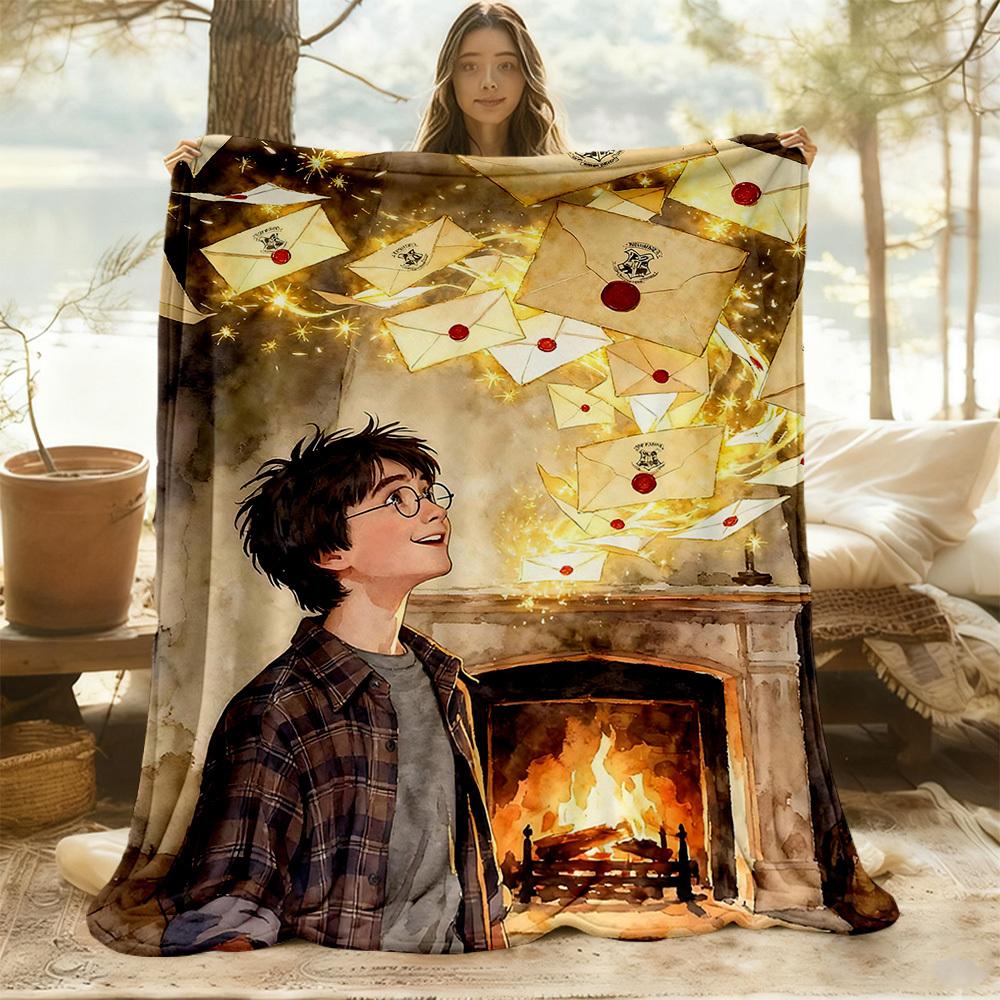 1pc Harry Potter Outdoor Blanket Lightweight Flannel, All-Season Use for Sofa, Bed, Travel, Camping, Living Room, Office, Couch056