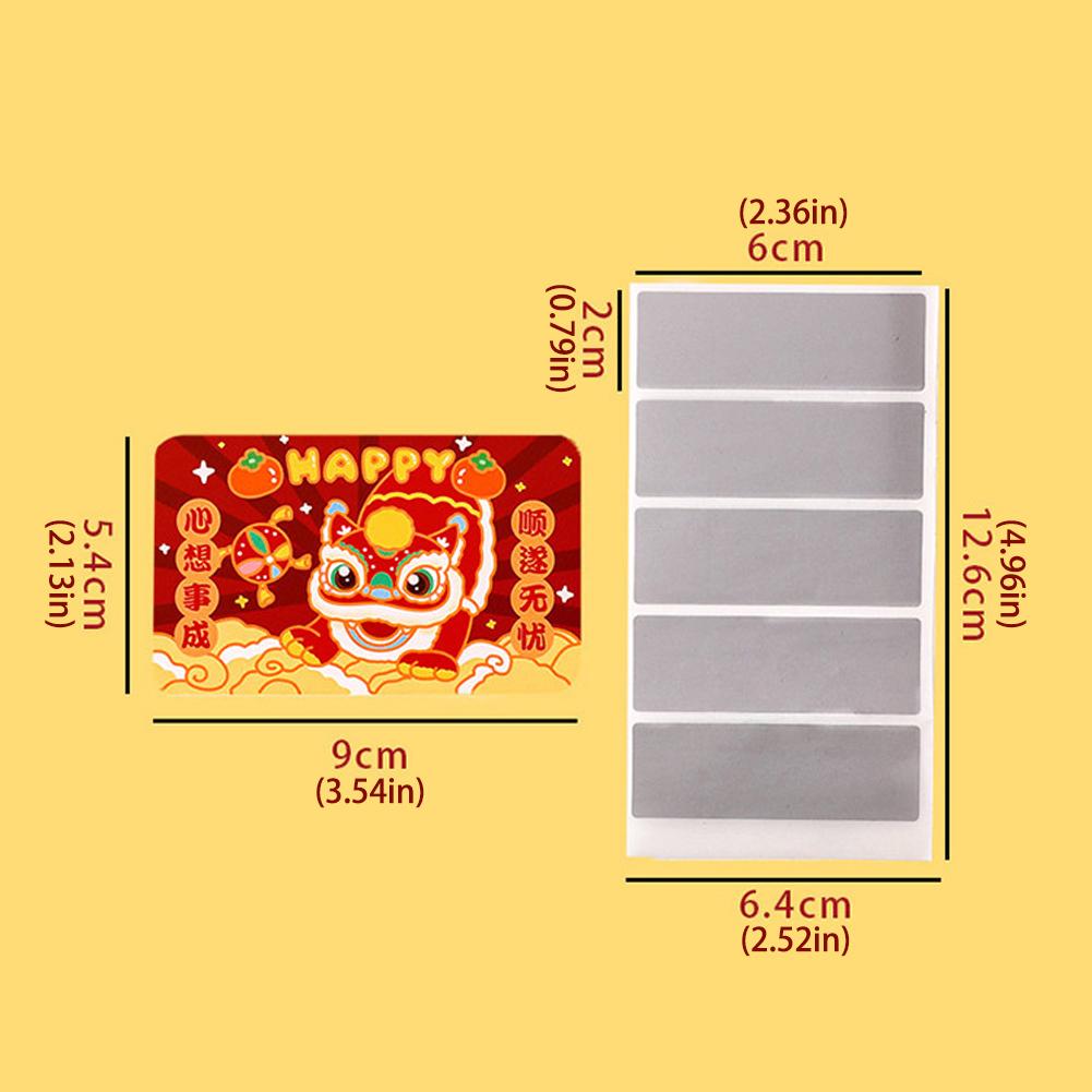 Cartão de raspadinha com película adesiva para recompensa de Ano Novo de 2025, etiquetas raspáveis, vouchers de resgate infantil DIY para o Ano da Cobra