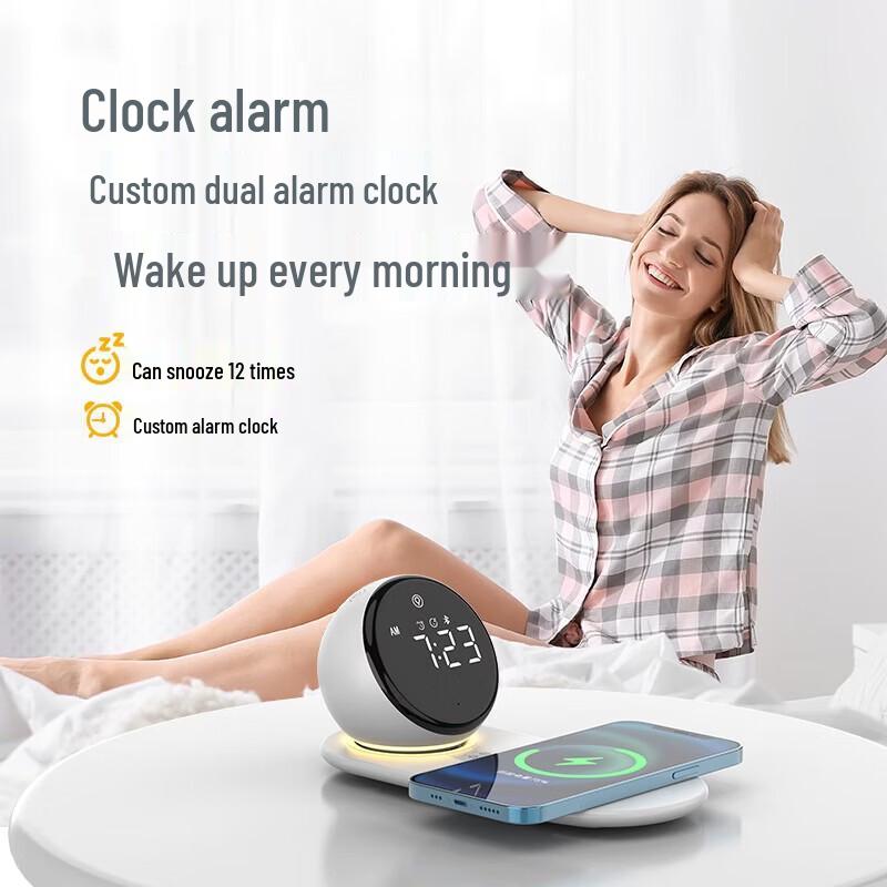 SZK-A8 Wireless Charging Bluetooth Speaker with Clock