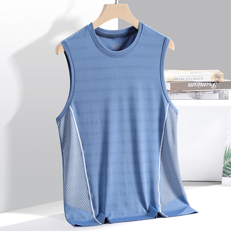 Men's Summer Ice Silk Quick-Dry Sleeveless Sports Vest: Breathable, Lightweight, Versatile, and Trendy