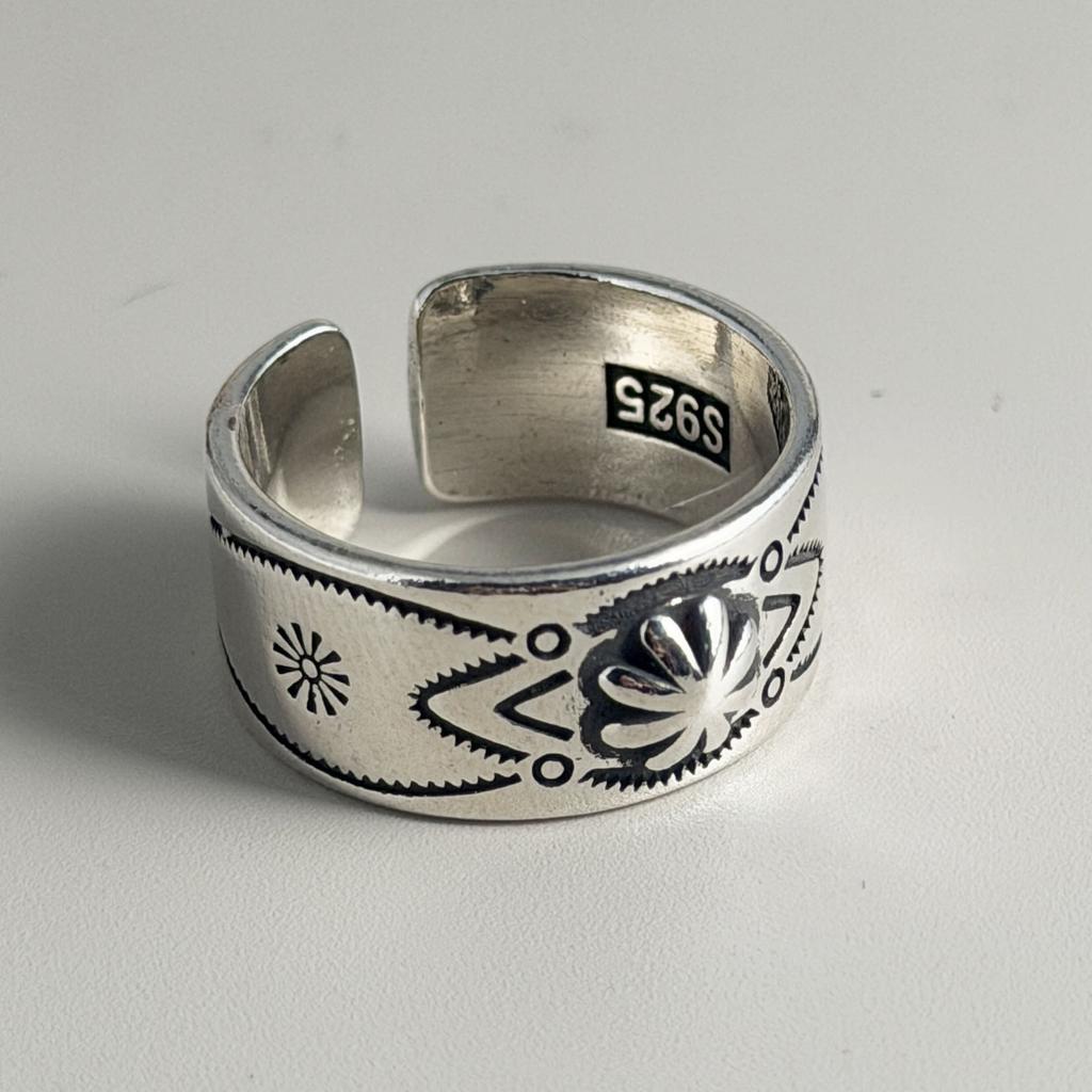 Xiaomi BF CLUB 925 Sterling Silver Ring For Women Jewelry Retro Flower Open Vintage Handmade Ring Allergy For Party Birthday Gift