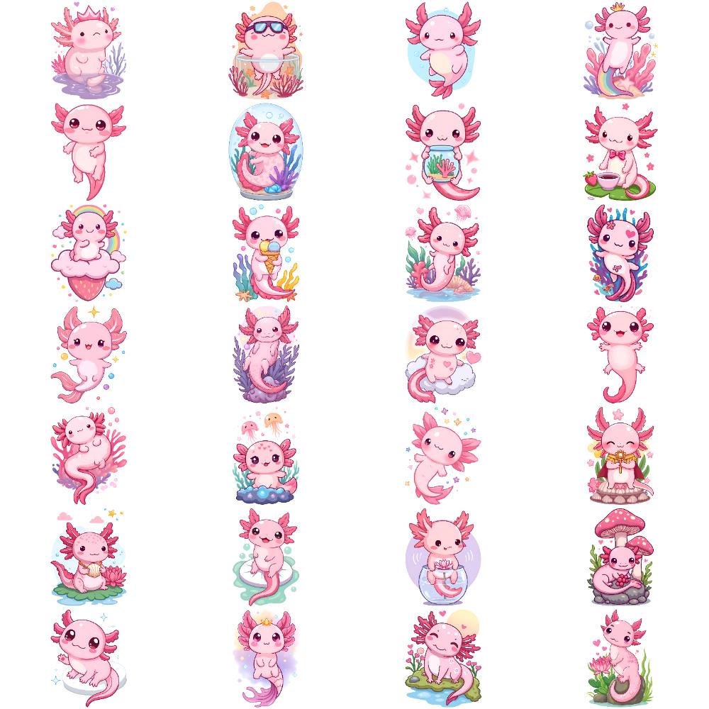 28 шт. Временные татуировки Мультяшный аксолотль Мультяшный милый аксолотль Временные татуировки-наклейки для рук плеч взрослых
