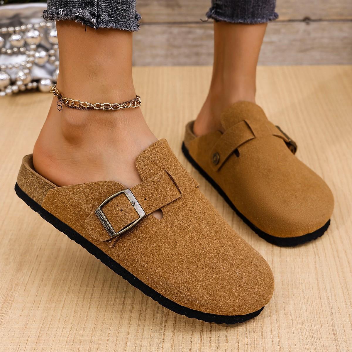 

Французские туфли Birkenstocks с мягкой подошвой в стиле ретро на плоской подошве, женские полутапочки с одной педалью 36 чёрный